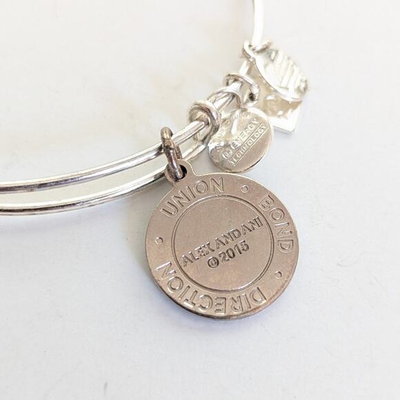 Alex and Ani Arrows of Friendship Dedication Union Silver Tone Charm Bracelet - Picture 3 of 3